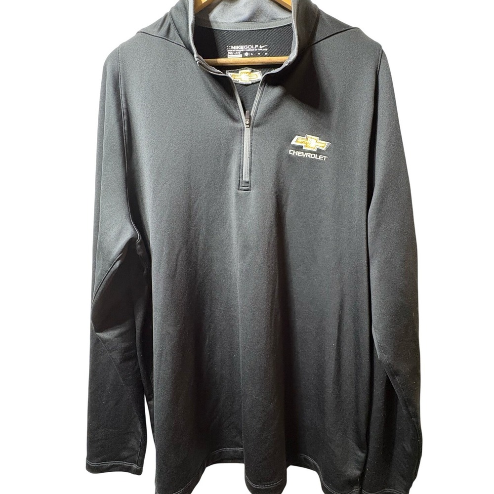 Nike Golf Dri-FIT Pullover Mens XL Black Chevrolet Logo 1/4 Zip Polyester Shirt